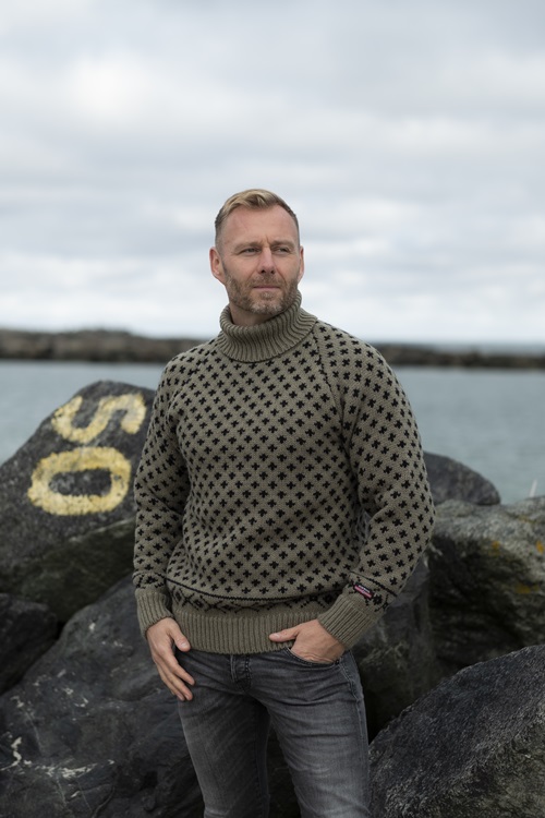 Polo neck jumper of 100% pure new wool by NORWOOL of Norway