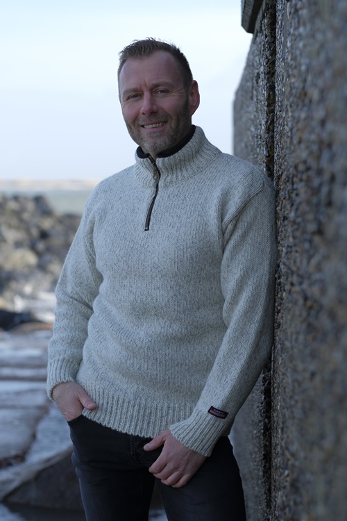 Polo neck sweater of 100% pure new wool by NORWOOL of Norway