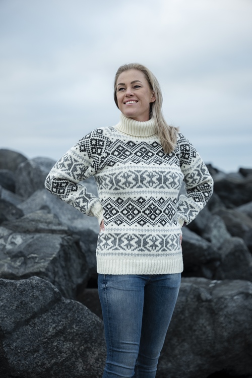 NorfindeIcelandic sweater with roll neck of 100% pure new